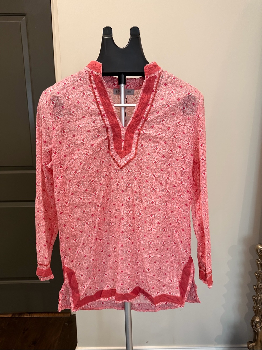 Rose & Thyme Pink Printed V-Neck Tunic Top Women’s Medium Boho